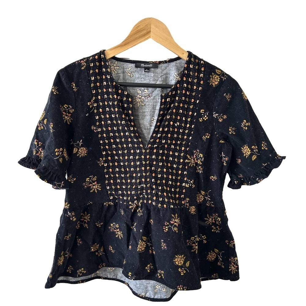 Madewell Corduroy Acorn Foulard Top size small - Picture 1 of 5